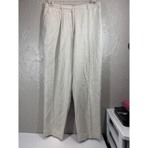 Talbots Petites Womens Gray Pleated Front Relaxed Linen Blend Pants Size 14P